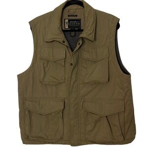 Eddie Bauer Legend Tumwater Vest Mens S Tan Khaki Polartec Fleece Lined Cargo